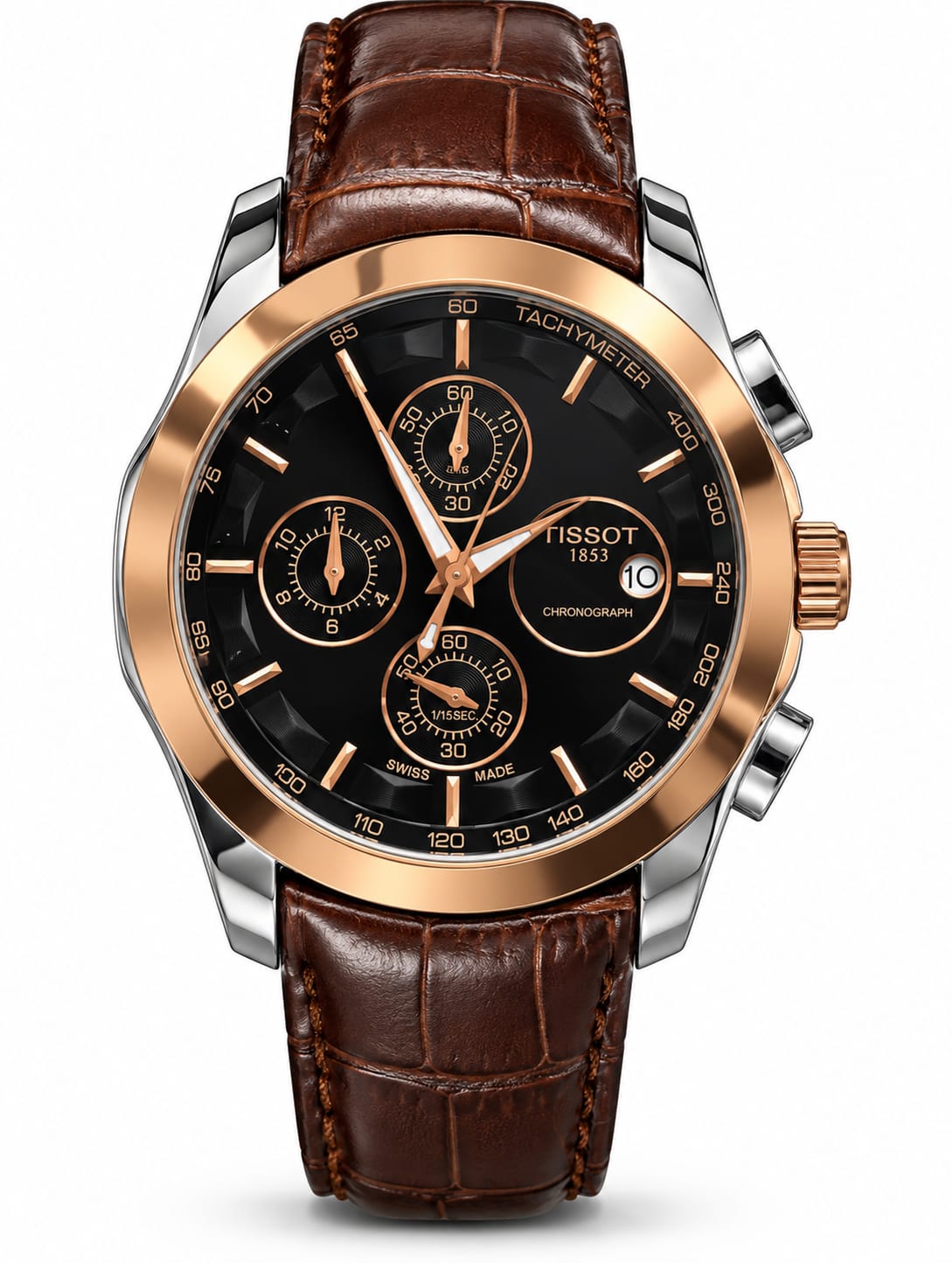 Tissot 1853 Rose Gold Chronograph Leather Strap Watch