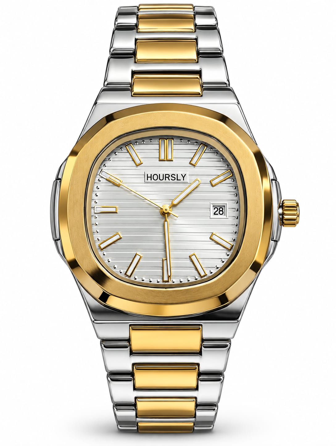Hoursly Gold & Silver Two-Tone Date Luxury Watch