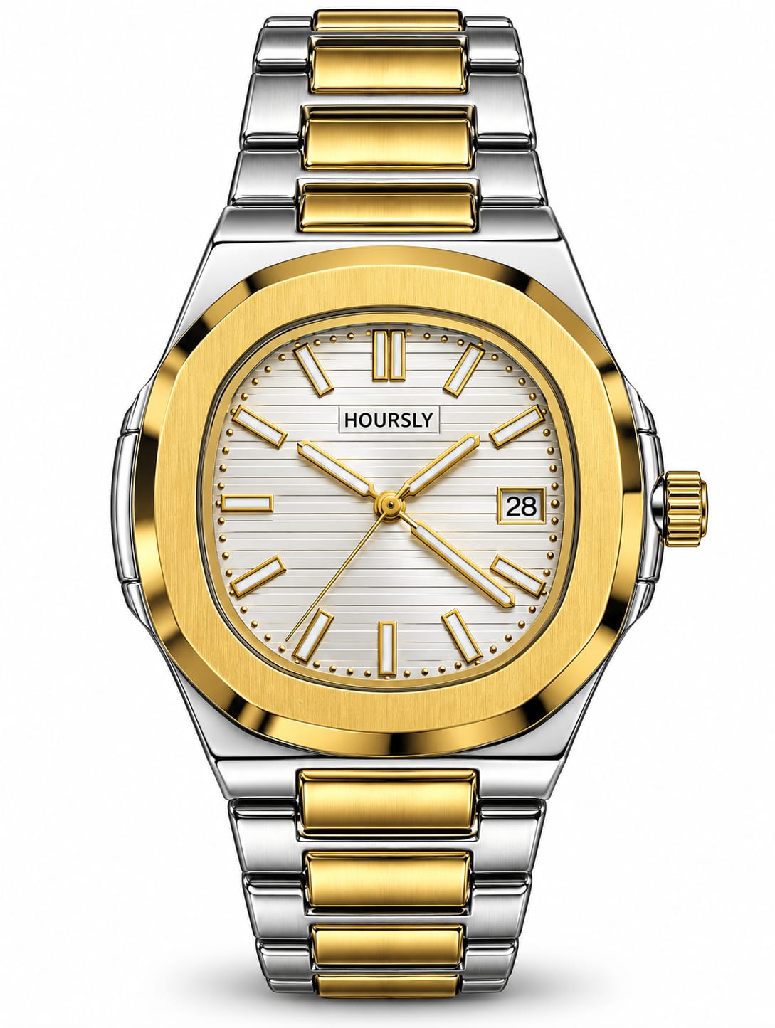 Hoursly Gold & Silver Luxury Date Watch