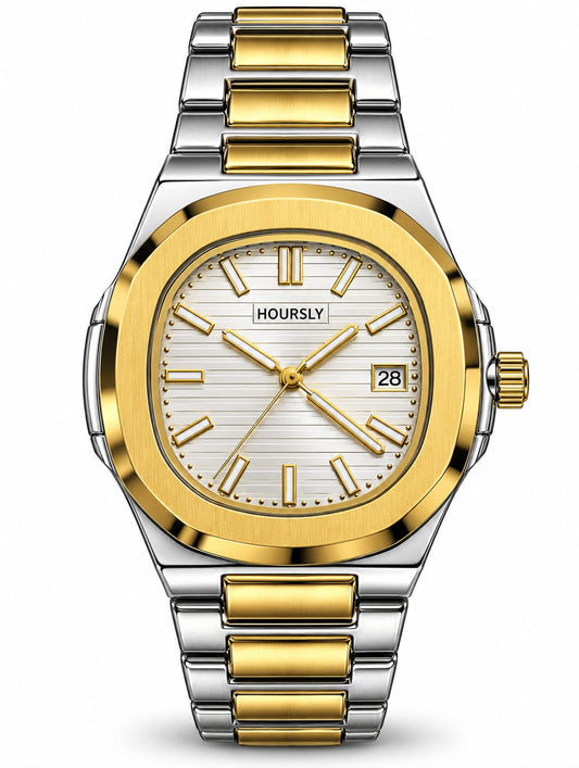Hoursly Gold & Silver Luxury Date Watch