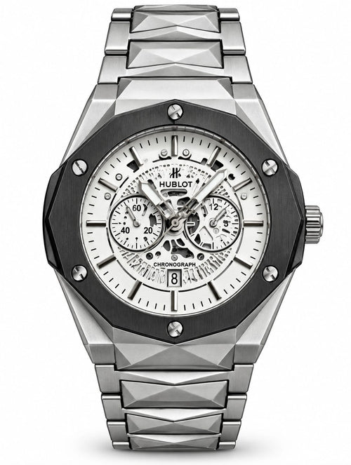 Hublot Silver Skeleton Chronograph Luxury Watch
