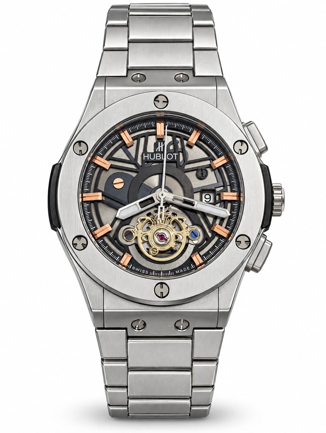 Hublot Silver Skeleton Tourbillon Luxury Watch