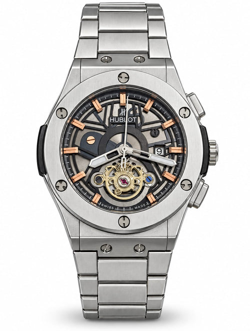Hublot Silver Skeleton Tourbillon Luxury Watch
