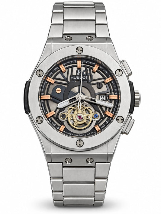 Hublot Silver Skeleton Tourbillon Luxury Watch