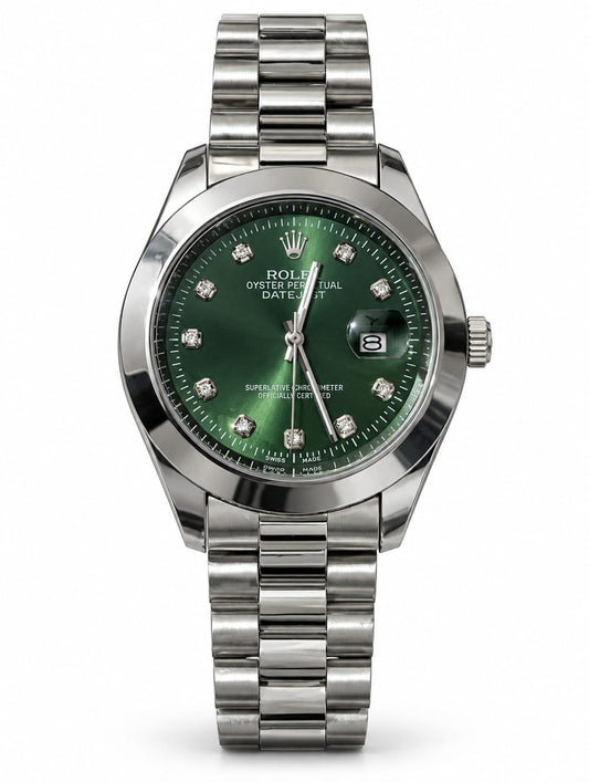 Rolex Datejust Green Dial Silver Luxury Watch