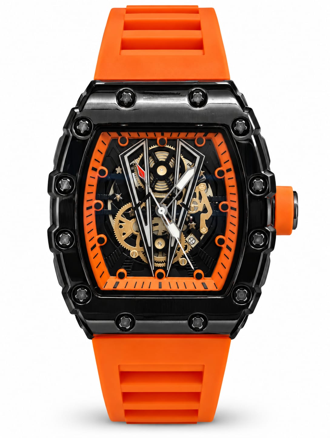Richard Mille Black & Orange Skeleton Sports Watch