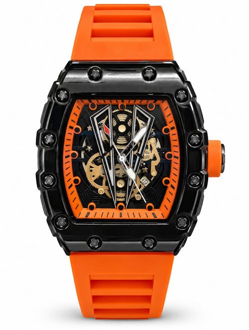 Richard Mille Black & Orange Skeleton Sports Watch