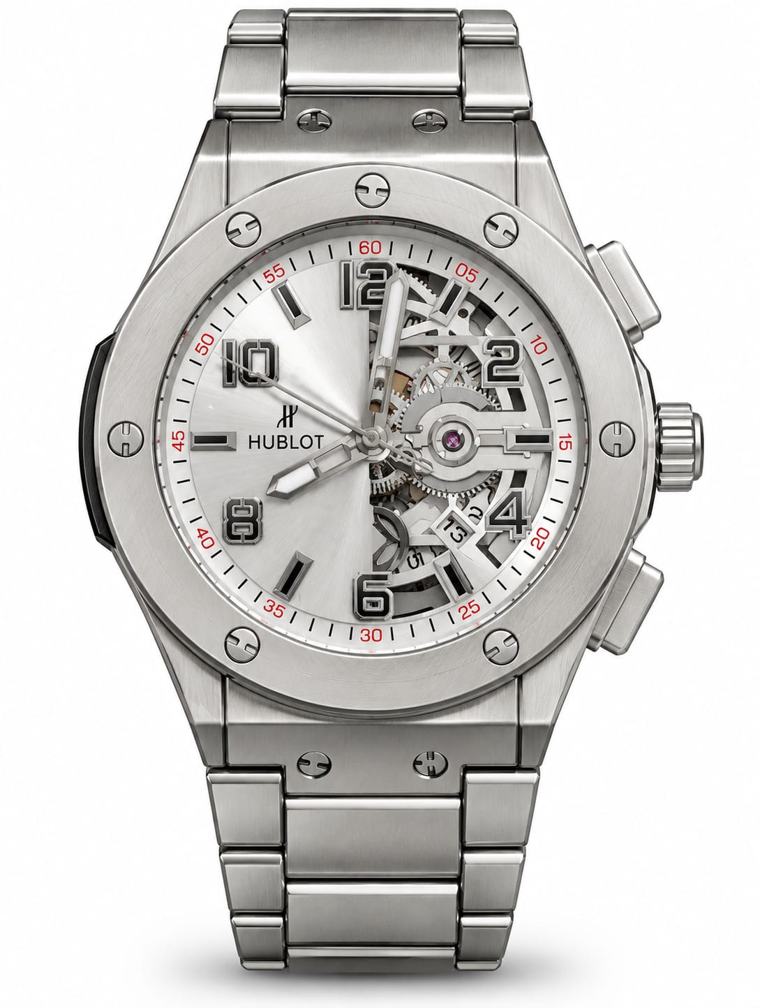 Hublot Silver Skeleton Open-Heart Luxury Watch