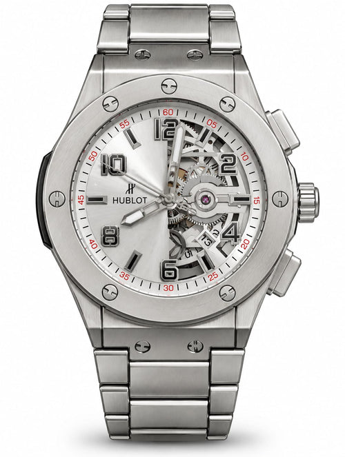 Hublot Silver Skeleton Open-Heart Luxury Watch