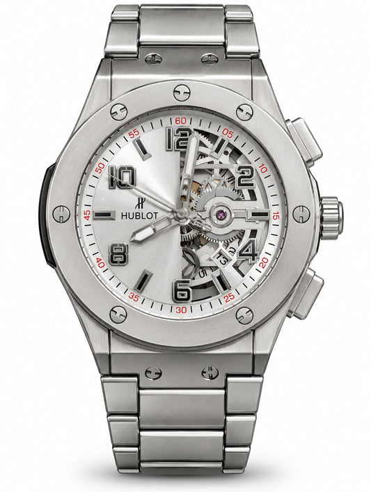 Hublot Silver Skeleton Open-Heart Luxury Watch