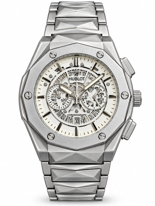 Hublot Silver Skeleton Chronograph Luxury Watch