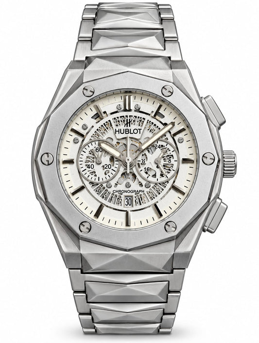 Hublot Silver Skeleton Chronograph Luxury Watch
