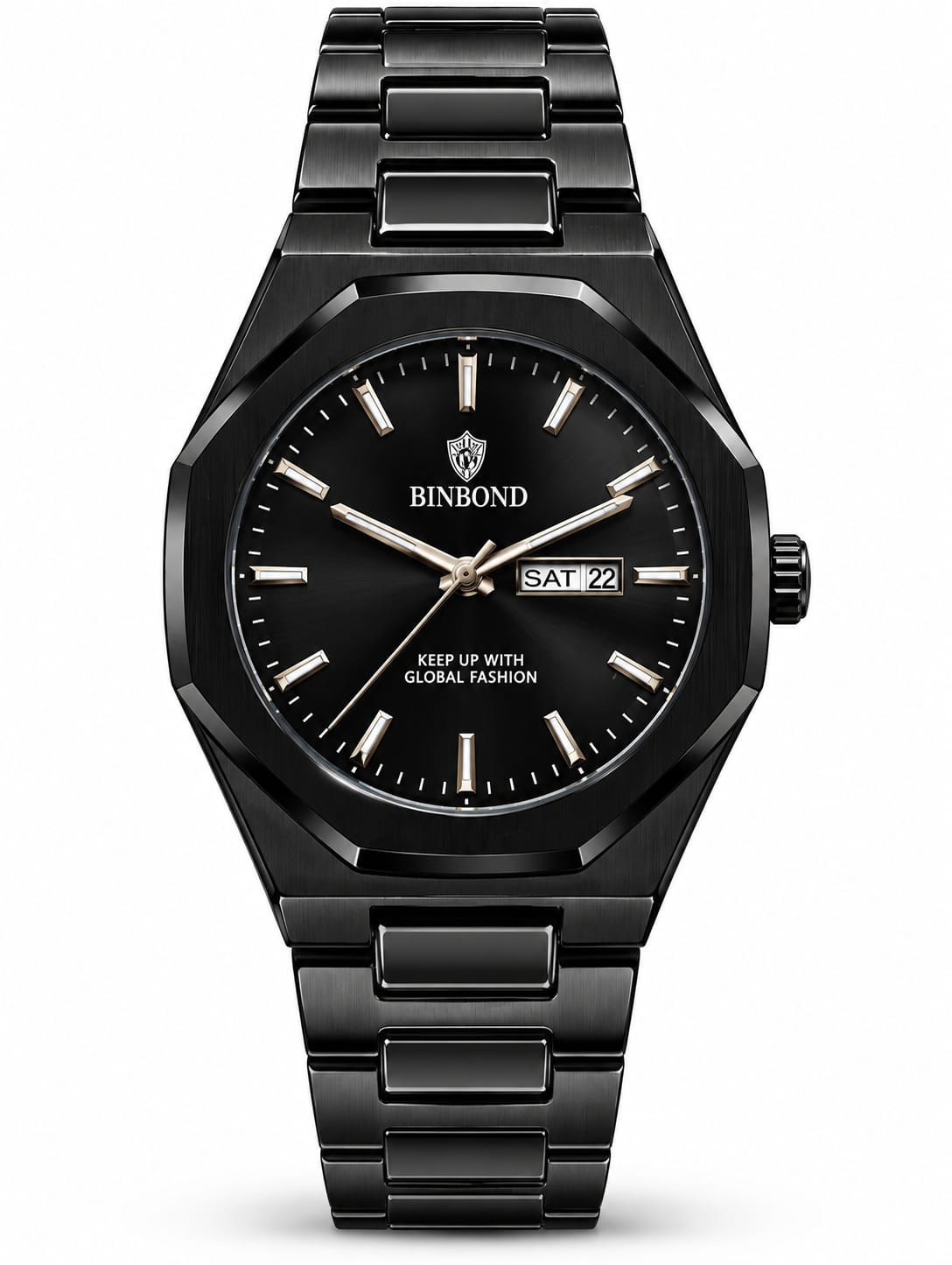 BINBOND All Black Day-Date Luxury Watch