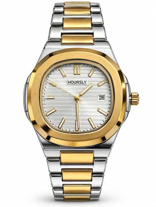 Hoursly Gold & Silver Two-Tone Date Luxury Watch