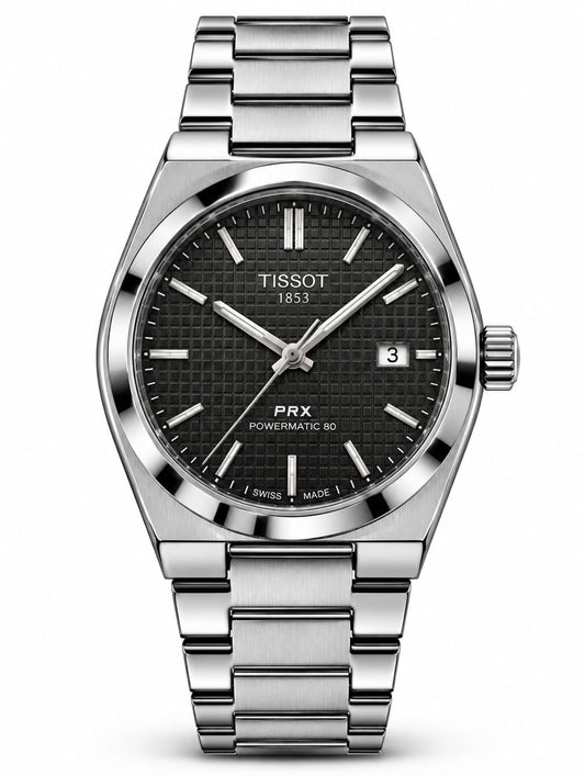 Tissot PRX 1853 Black Dial Powermatic 80 Luxury Watch
