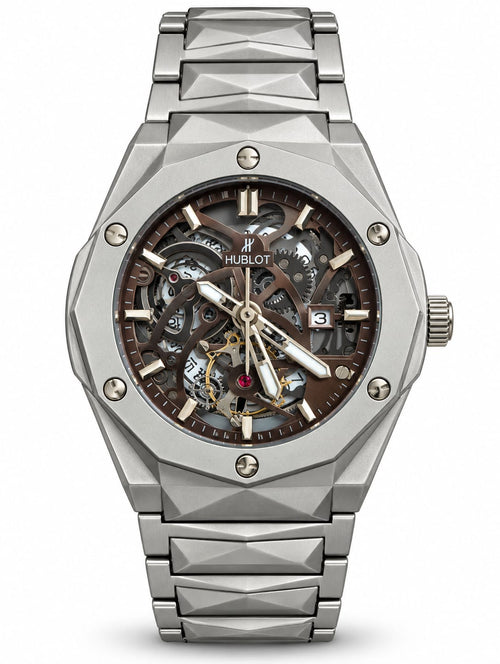 Hublot Silver Brown Skeleton Tourbillon Luxury Watch